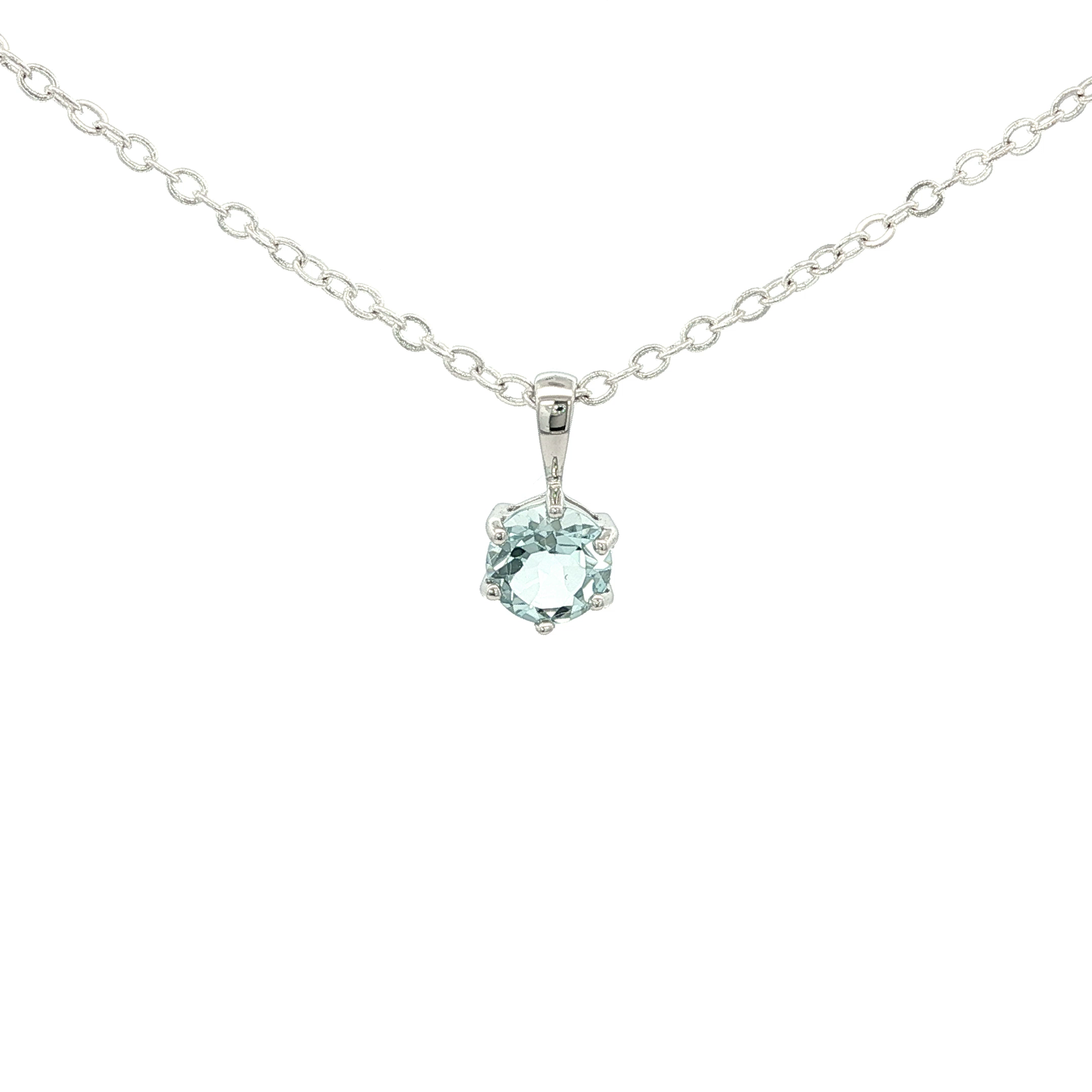 Hexagon Shaped Aquamarine Pendant In White Gold