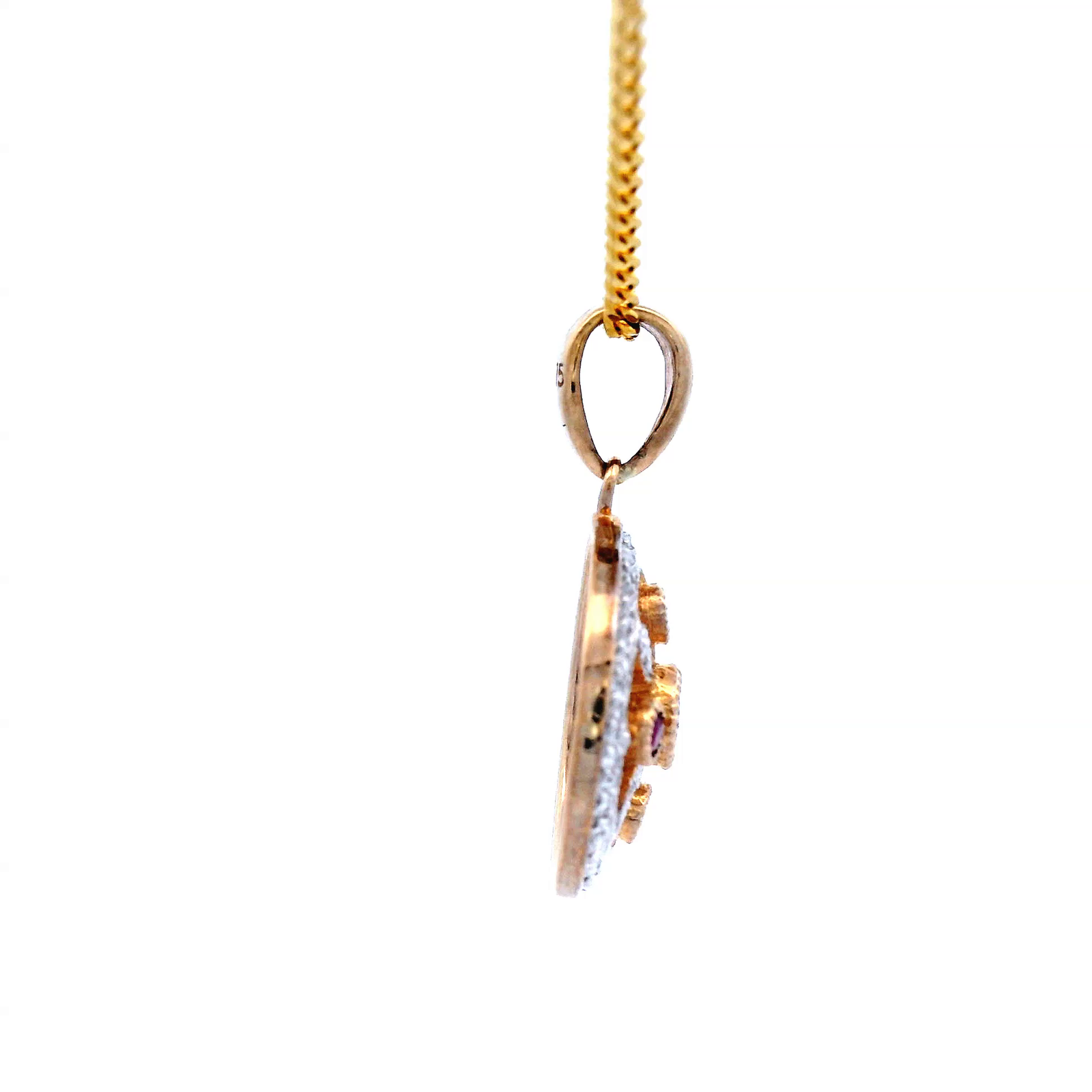 Diamond and Ruby Pendant Set in Yellow Gold