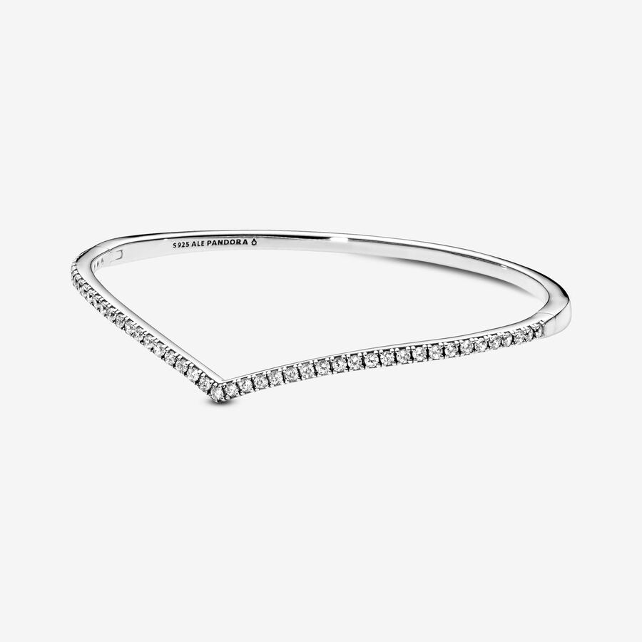 Shimmering Wish silver bangle with clear cz