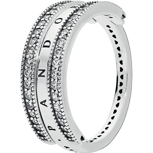 Pandora Flipping Hearts of PANDOA Silver Ring w CZ