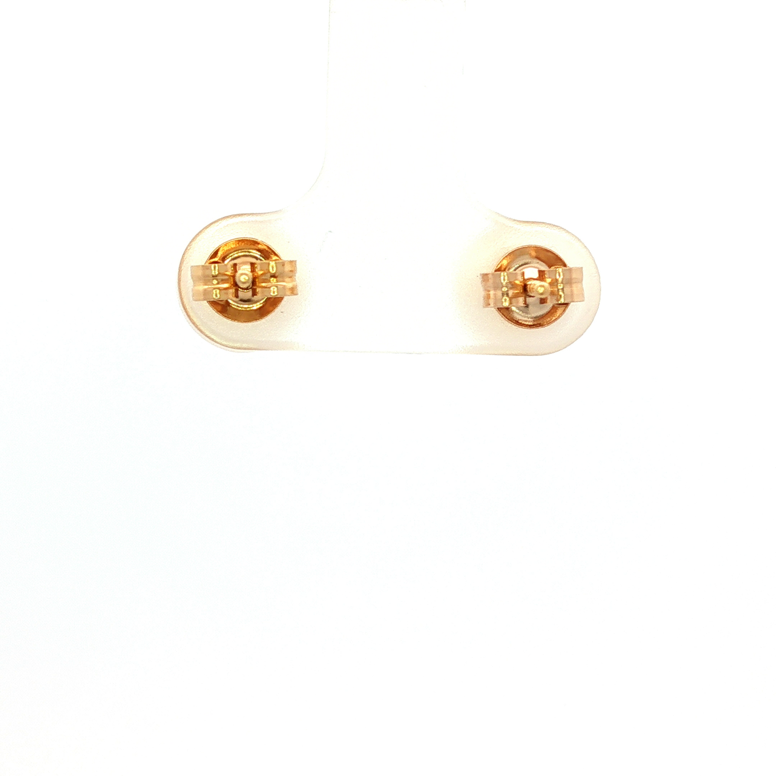 White Round Freshwater Pearl 8mm Earrings in Yellow Gold