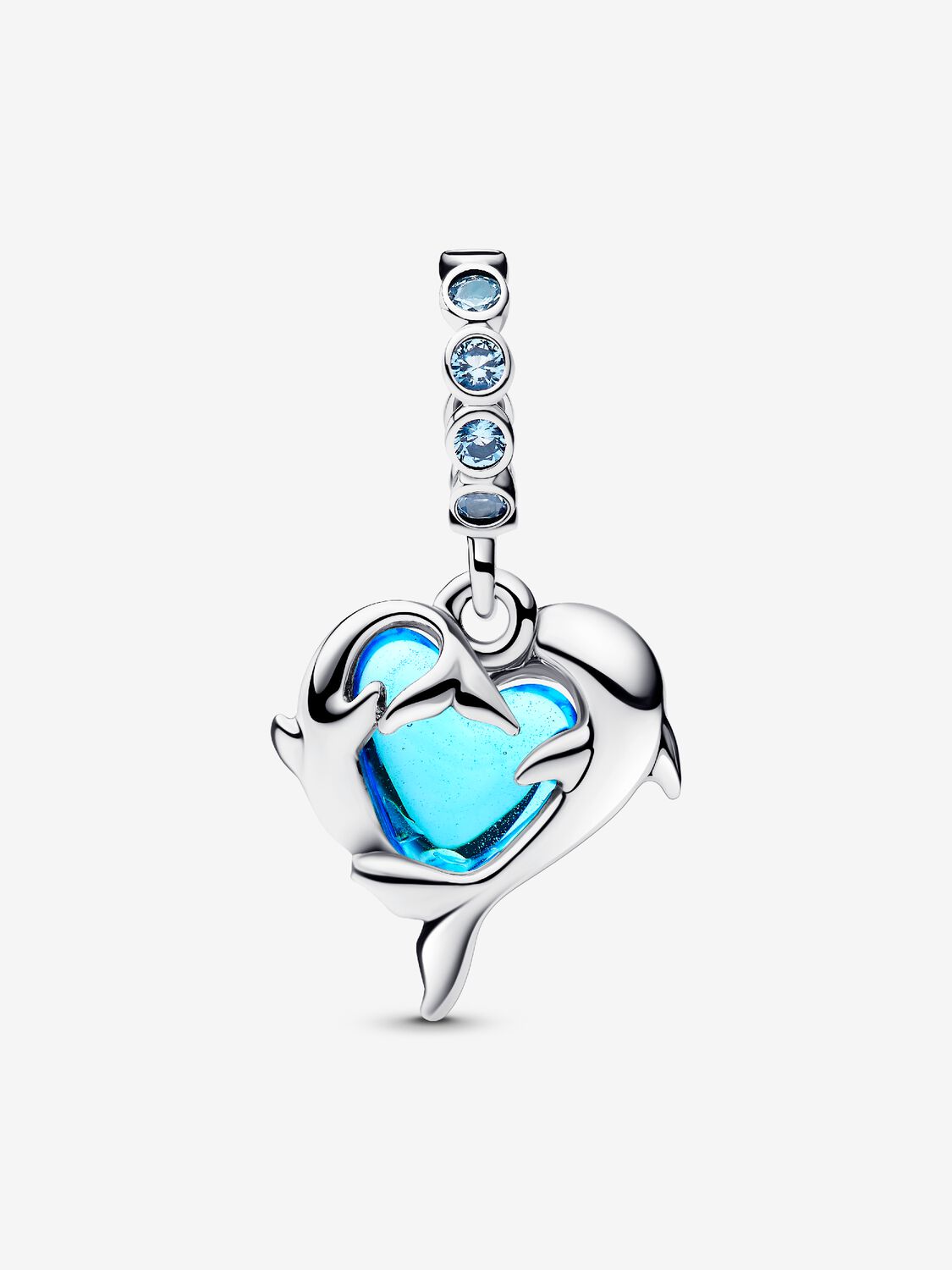 Pandora Blue Murano Glass Dolphins Dangle Charm