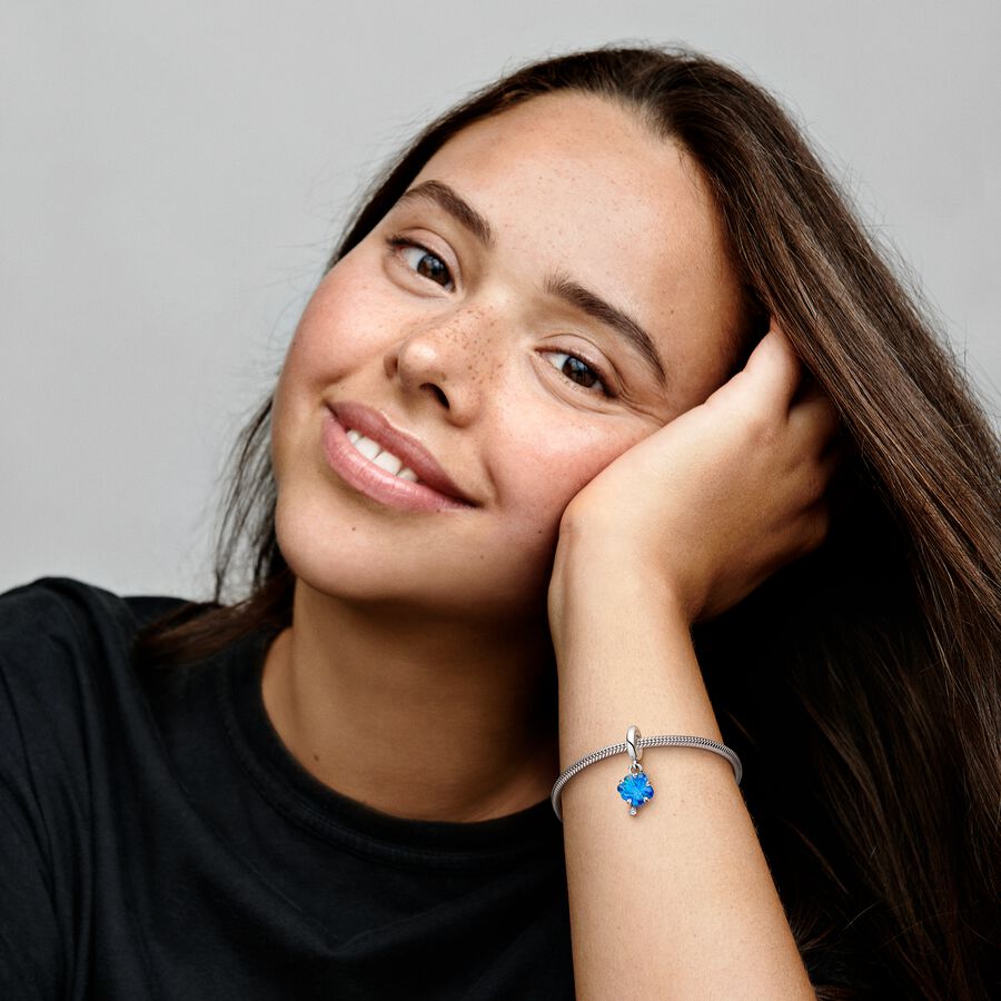 Blue Murano Glass Family Tree Dangle Charm