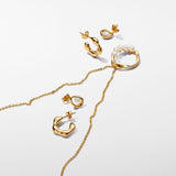 Organically Shaped Oval & Treated Freshwater Cultured Pearl Stud Earrings