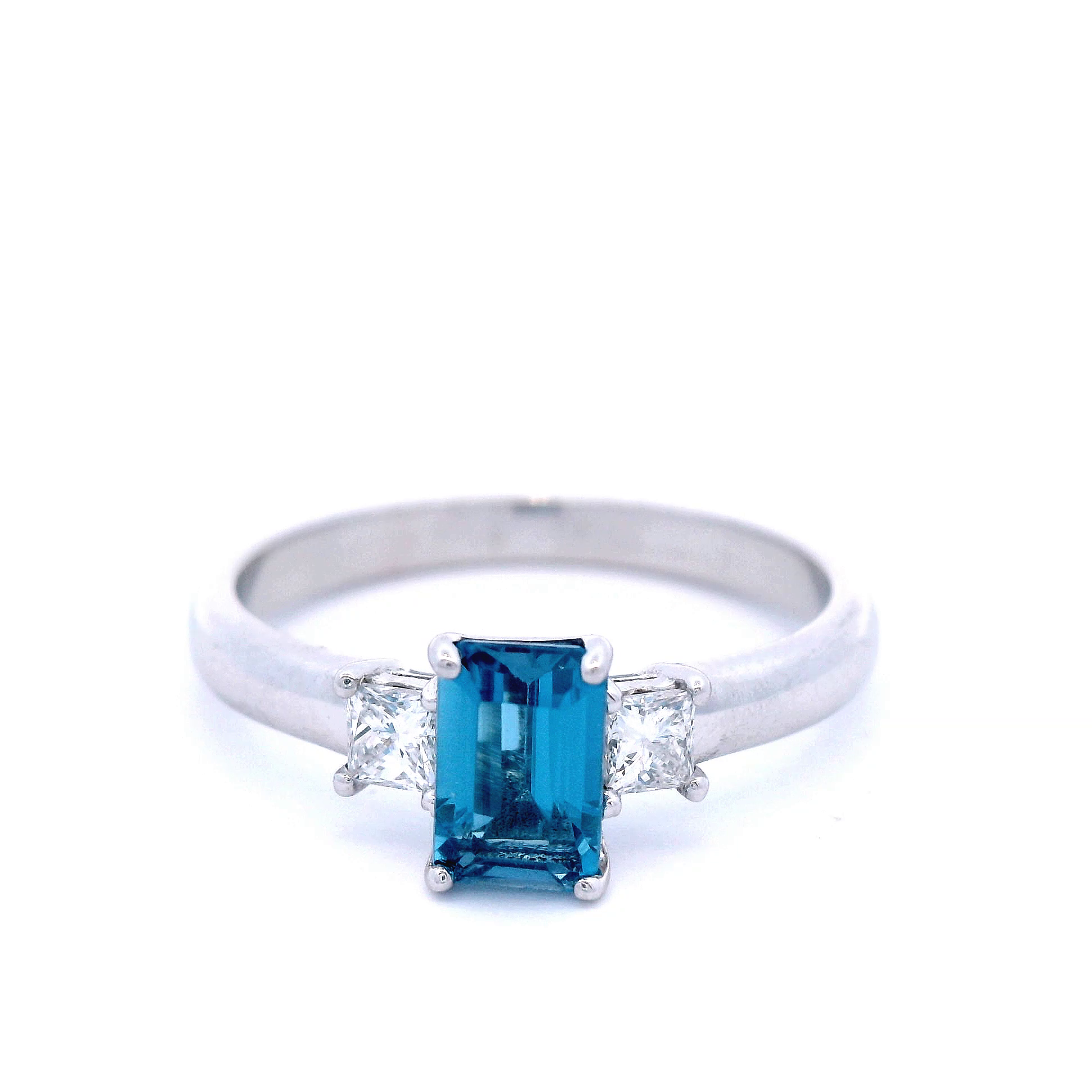 London Blue Topaz with Princess Cut Diamond Dress Ring