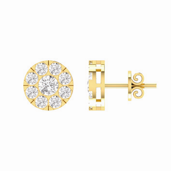 Diamond Cluster Earrings in Yellow Gold