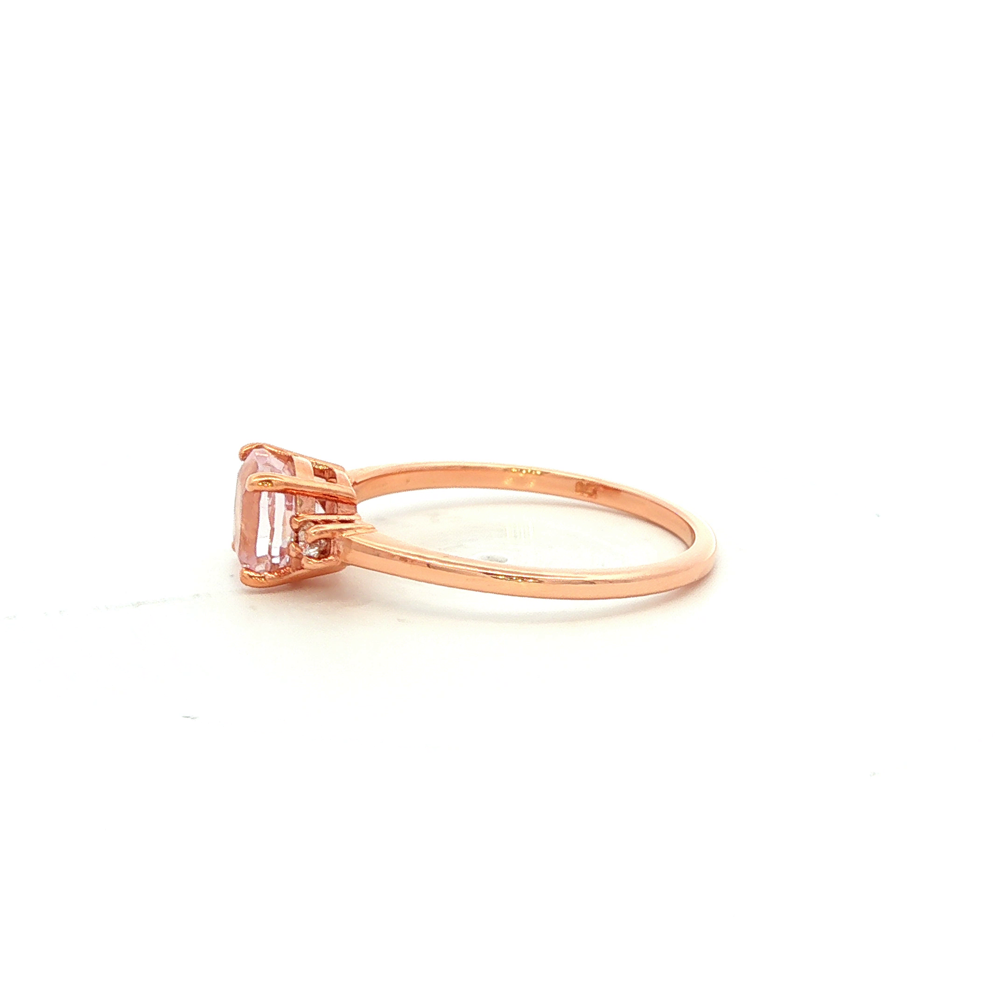 Cushion Cut Morganite and Diamond Ring in Rose Gold
