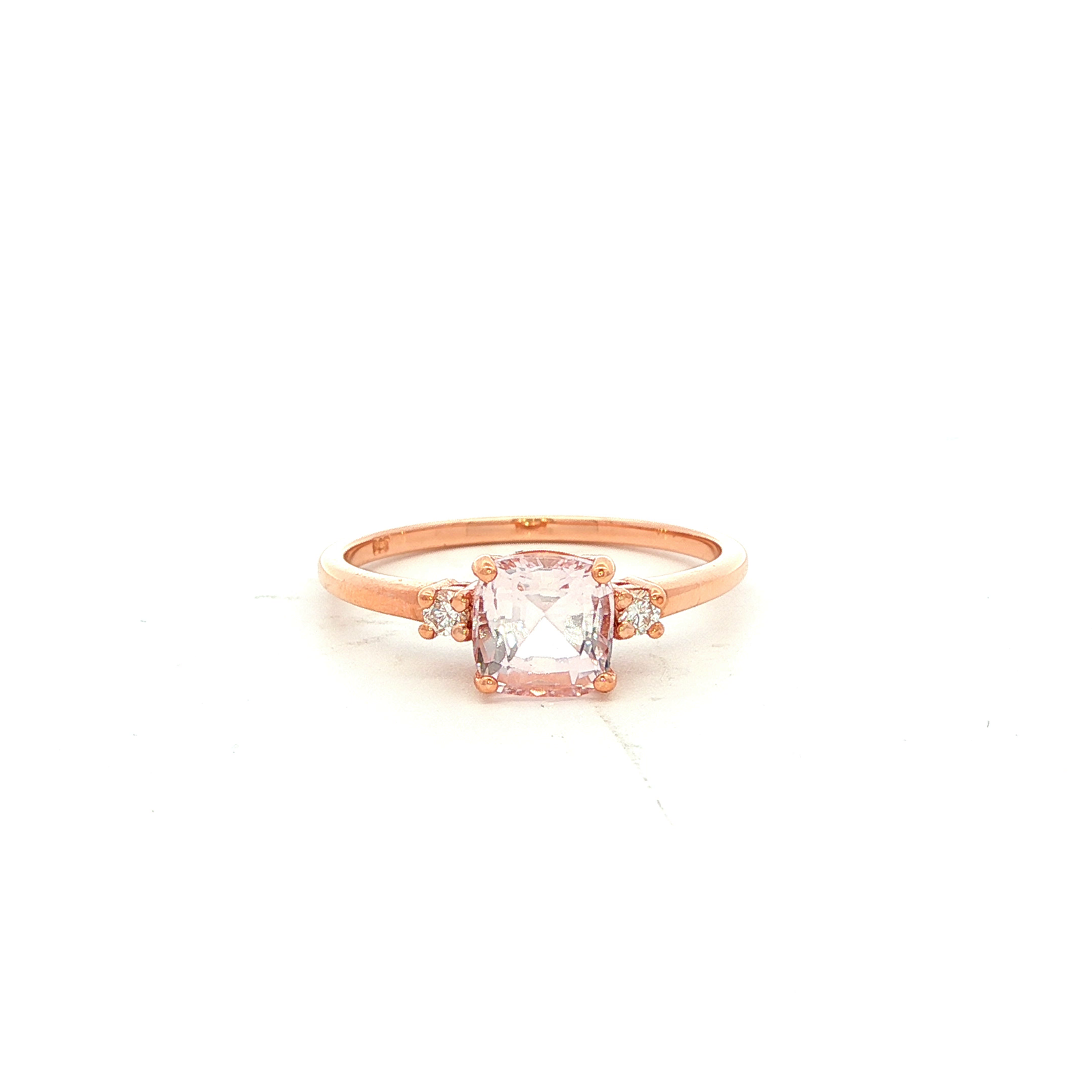 Cushion Cut Morganite and Diamond Ring in Rose Gold