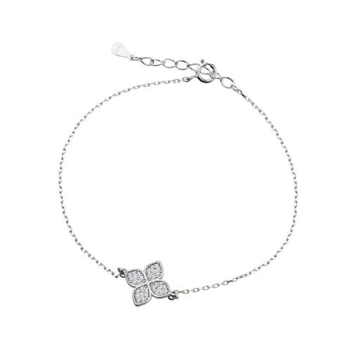 Sterling Silver Micro Pavé Flower Bracelet