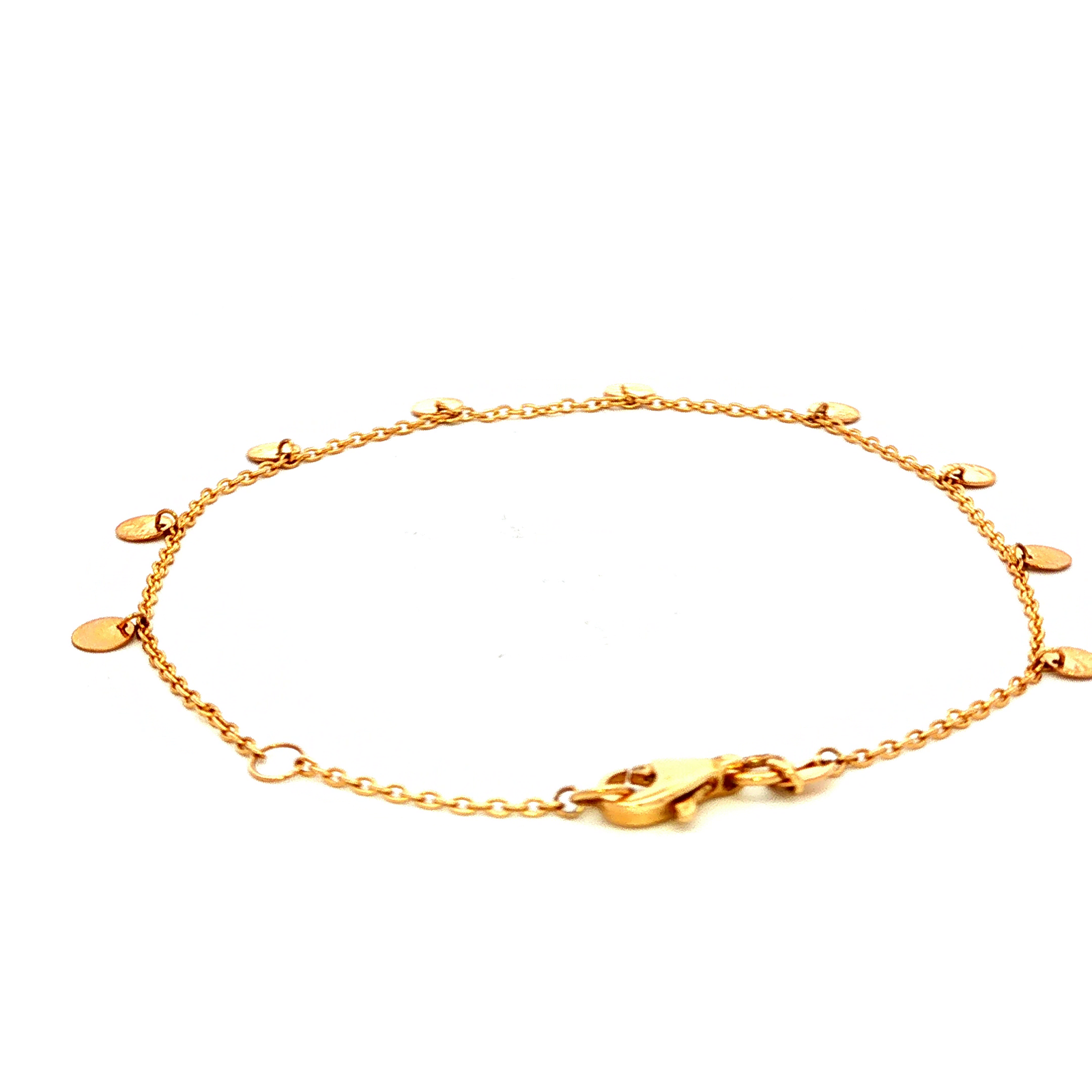 Small Hanging Disc Bracelet in Yellow Gold
