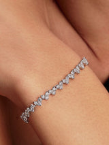 Heart sterling silver tennis bracelet with clear cubic zirconia