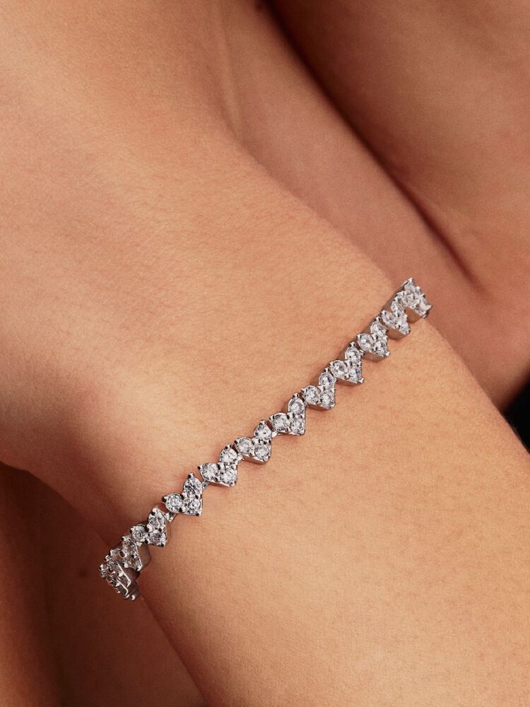 Pandora Triple Stone Heart Bracelet