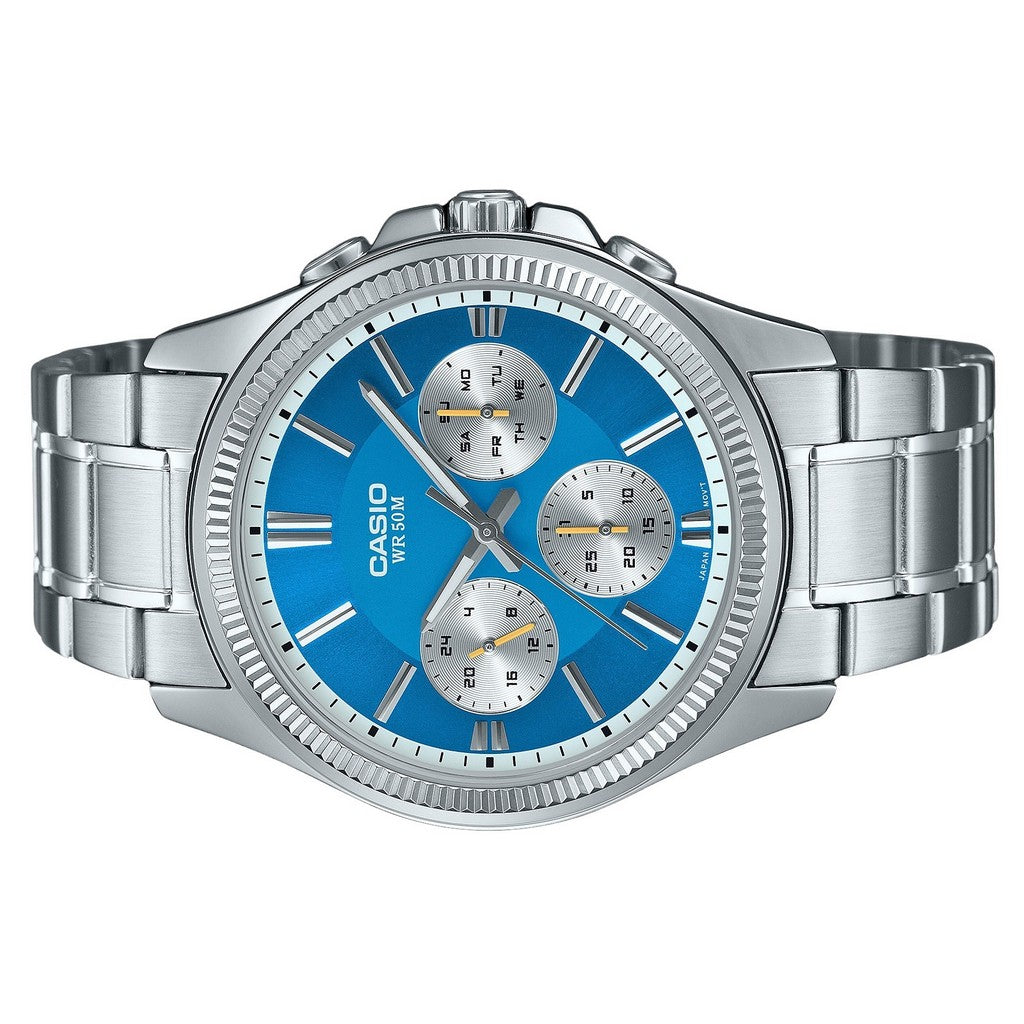 CASIO Analog Blue Dial Stainless Steel Watch MTP1375D-2A2