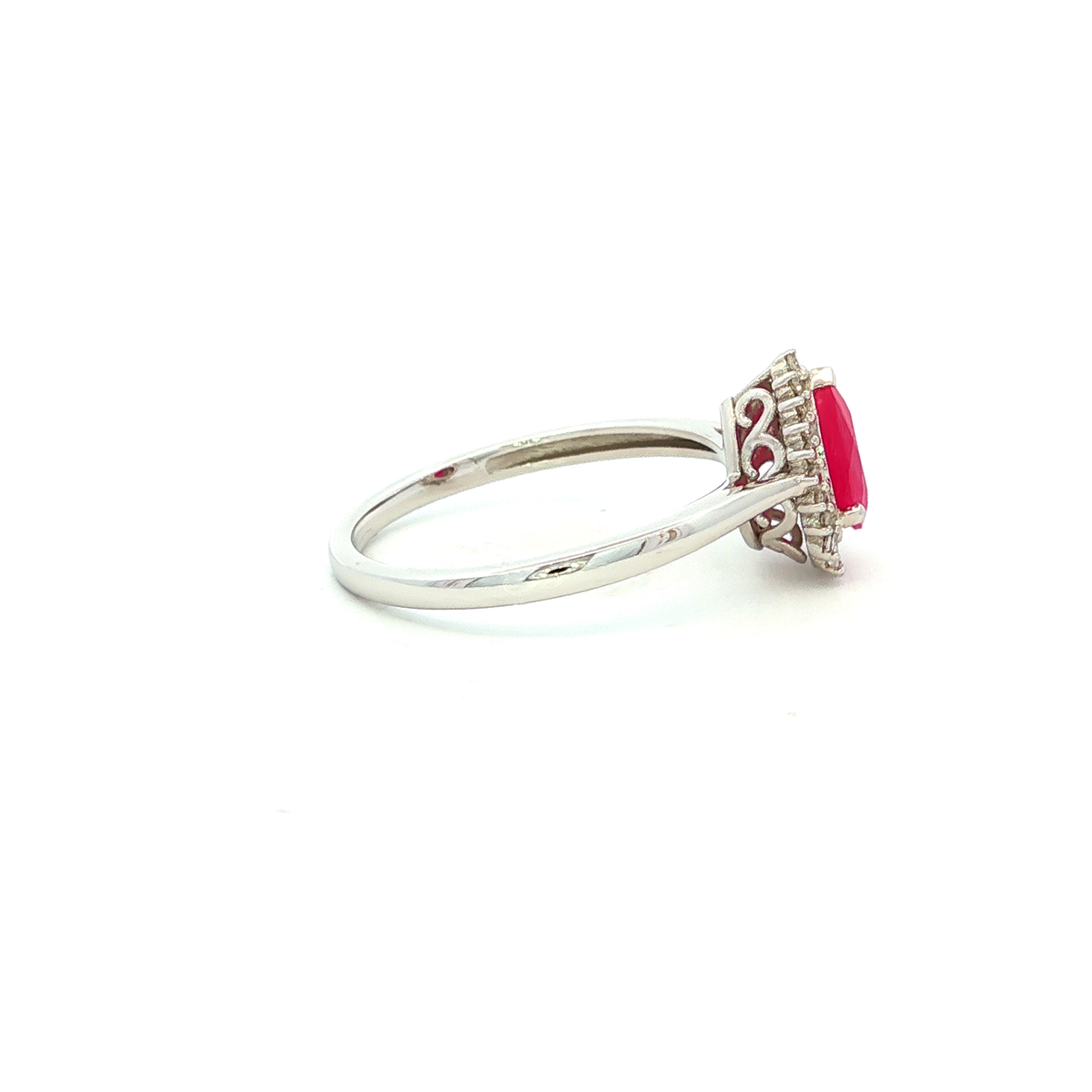 Pear Ruby Ring with Diamonds in White Gold