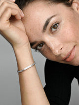 Sterling silver link bracelet with engravable bar