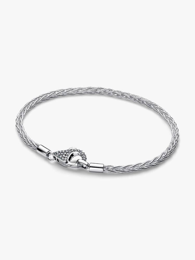 Pandora Pavé Clasp Foxtail Chain Charm Bracelet
