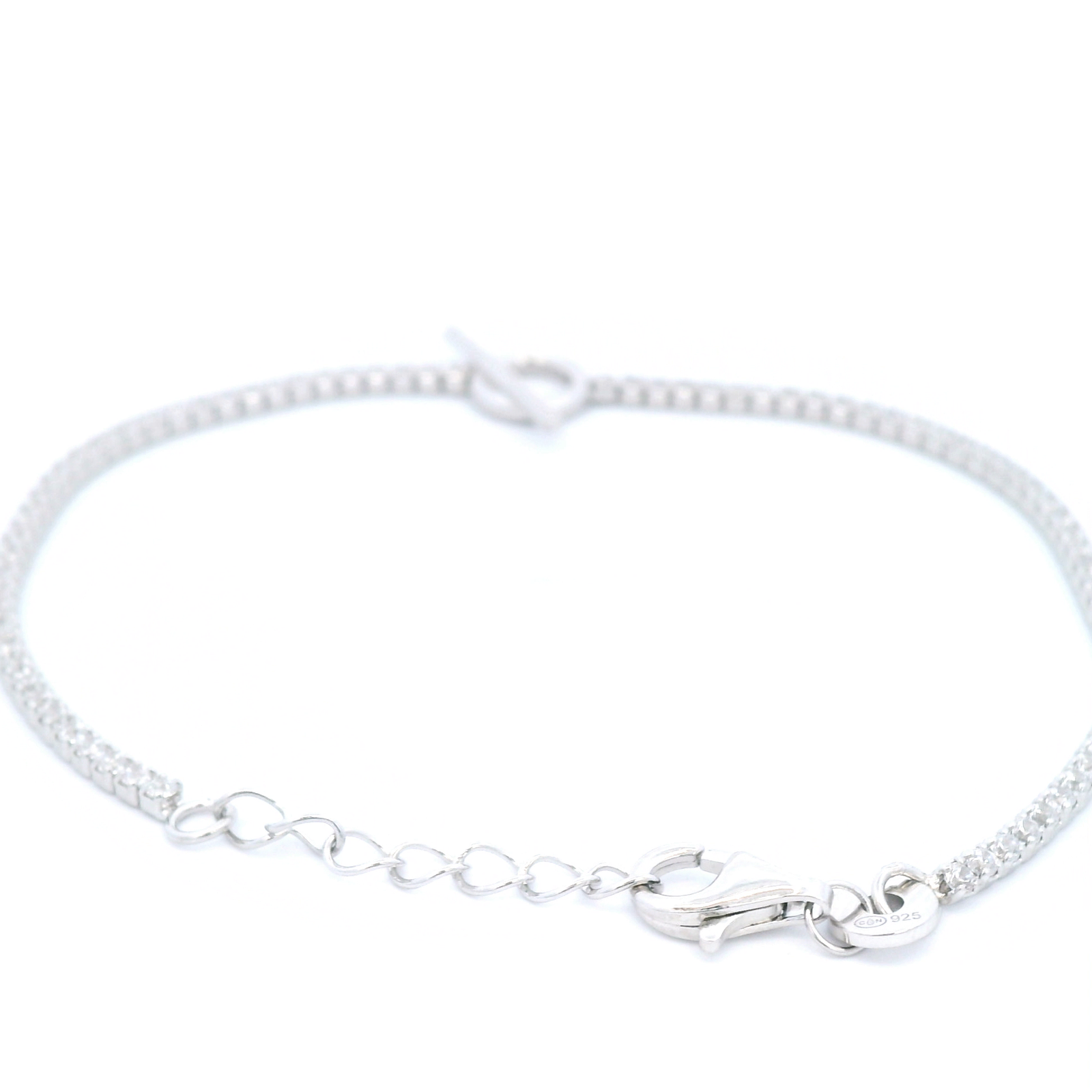 Tennis Chain Bracelet In Sterling Silver