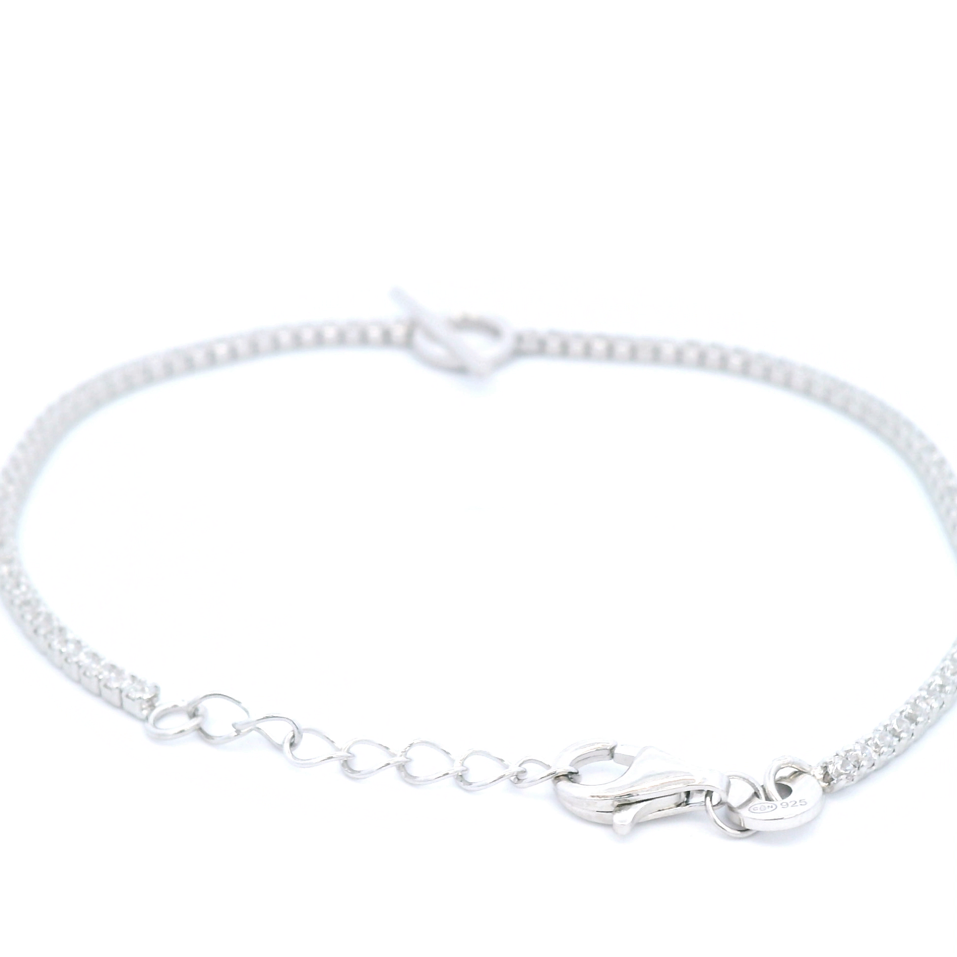 Tennis Chain Bracelet In Sterling Silver