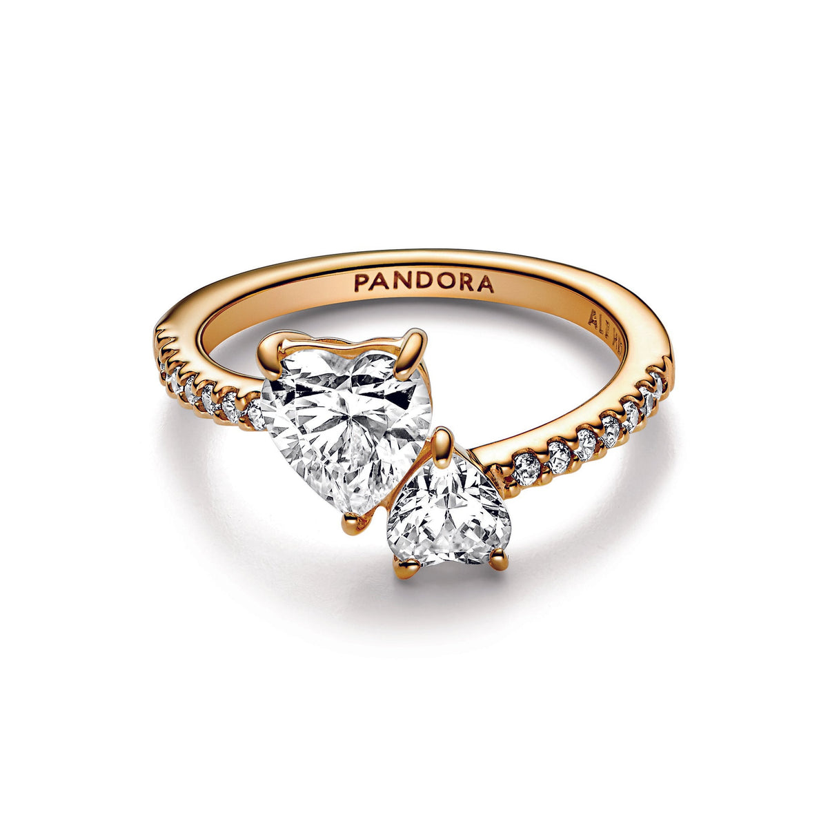 14k Gold-plated ring with clear cubic zirconia