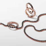 14k Rose gold-plated ring with black cystal