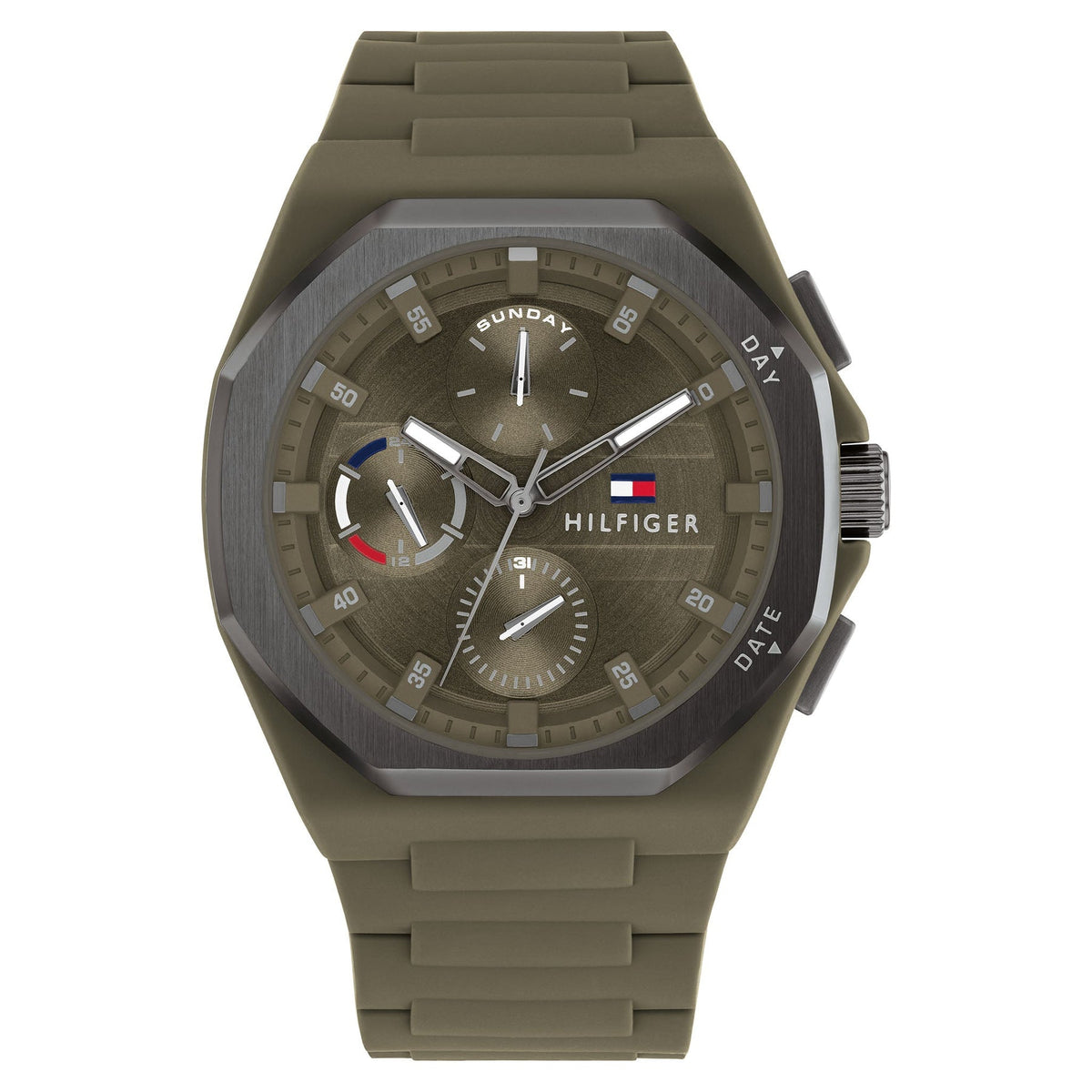 Tommy Hilfiger Silicone Green Dial Multi-function Men&#39;s Watch