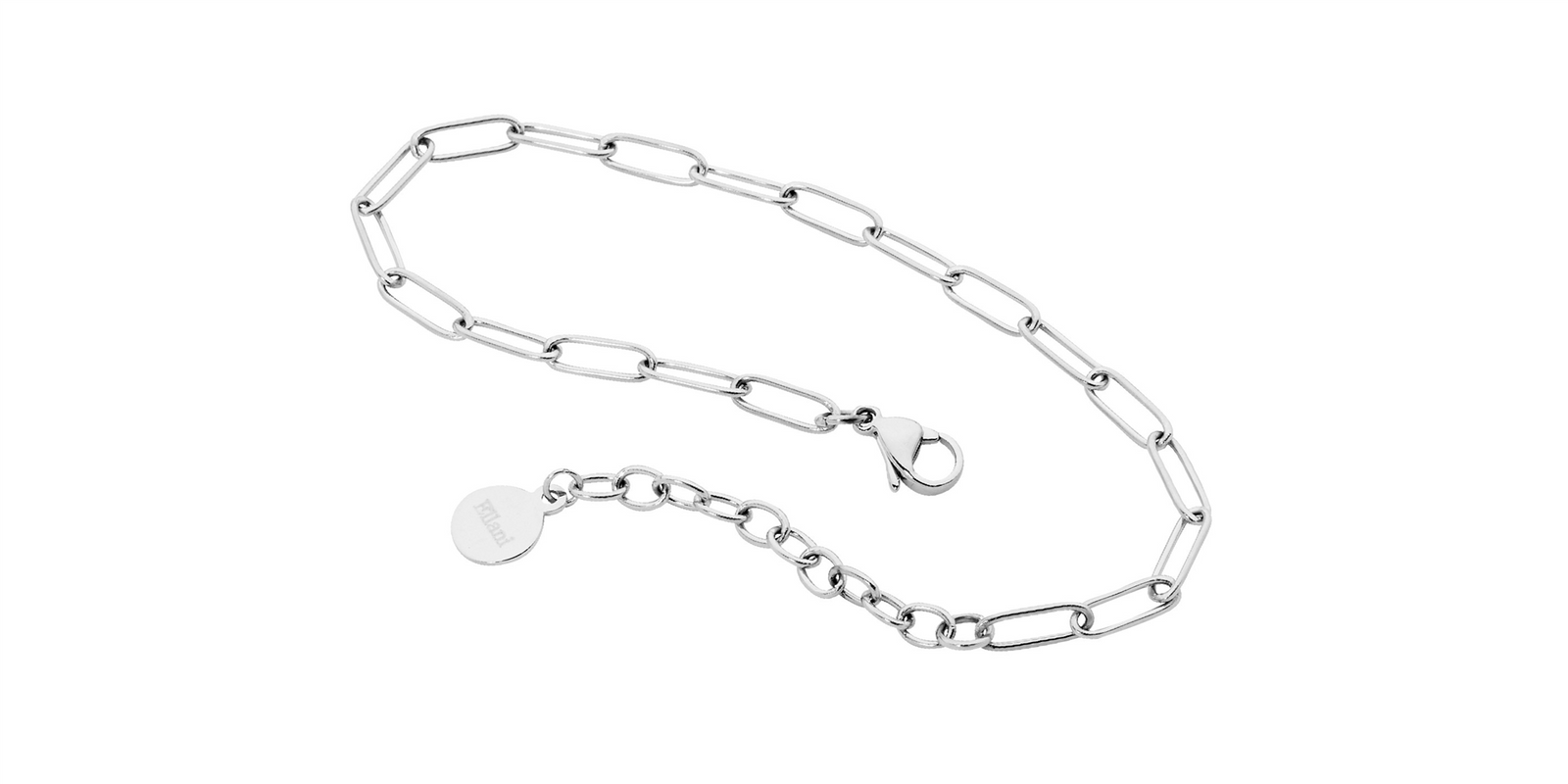 Stainless steel paperclip chain bracelet, 17cm+ ext.