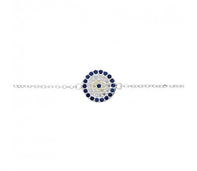 Sterling Silver Micro Pave Eye Bracelet