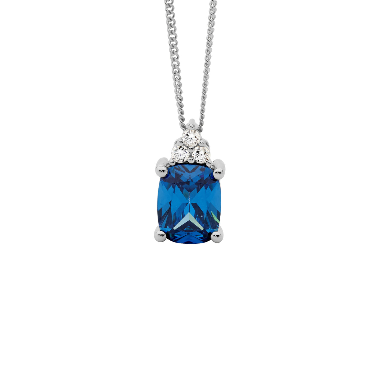 Ellani Sapphire Blue and White Cubic Zirconias Pendant