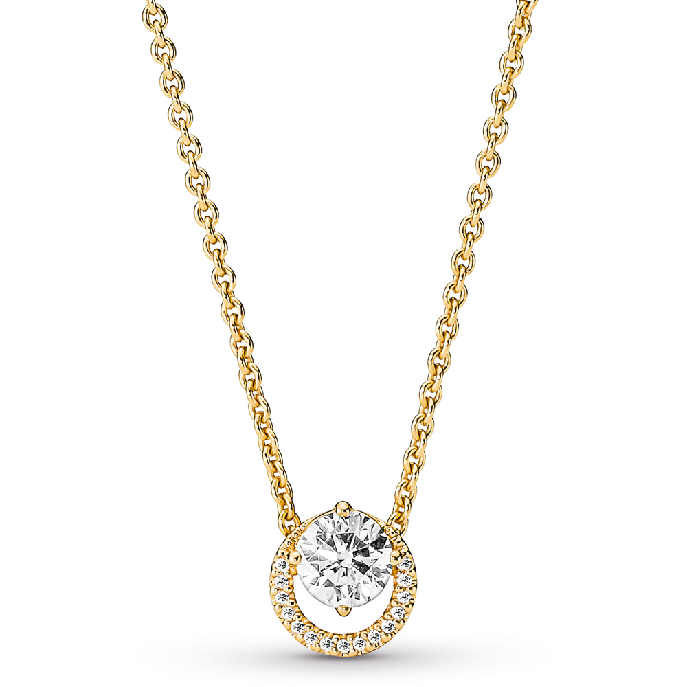 14k Gold-plated collier with clear cubic zirconia