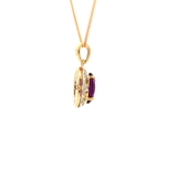 Amethyst and Diamond Pendant on a 9ct Yellow Gold Chain
