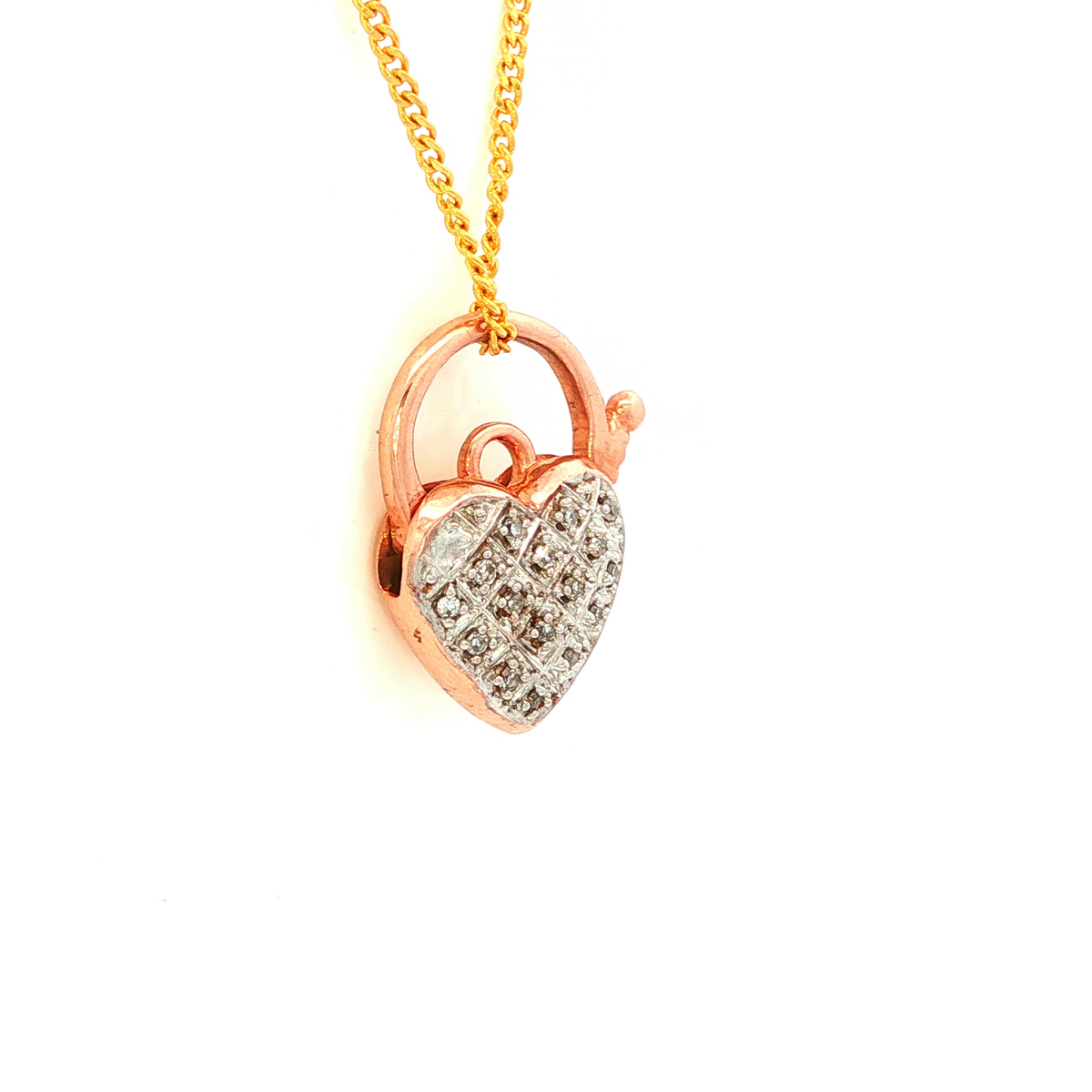 Diamond Set Padlock in Rose Gold