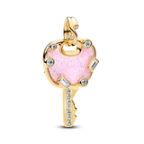 Pandora Opalescent Pink Love Key Large Dangle Charm