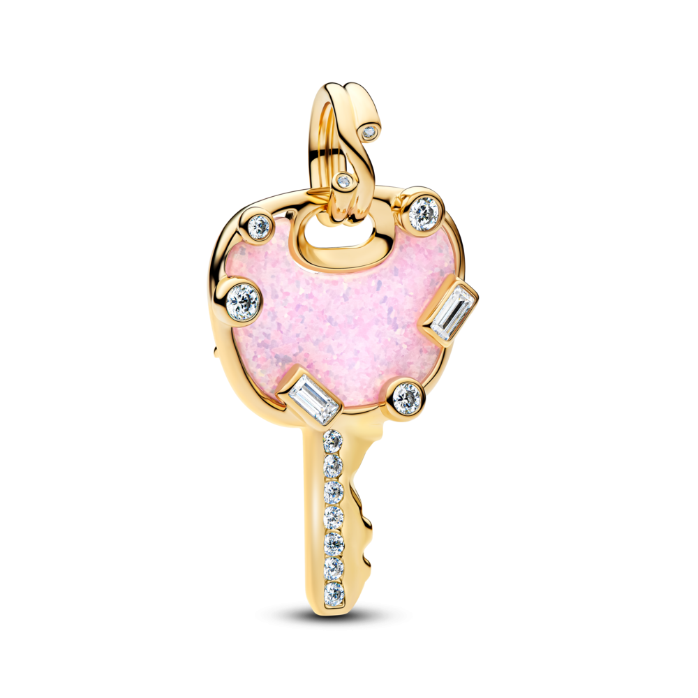 Pandora Opalescent Pink Love Key Large Dangle Charm