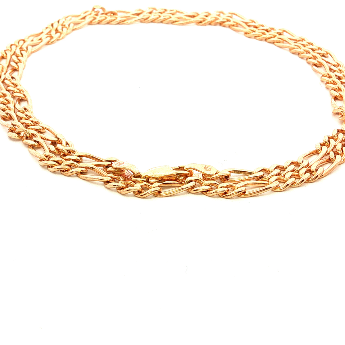 Solid Figaro 1+3 Diamond Cut Chain Necklace