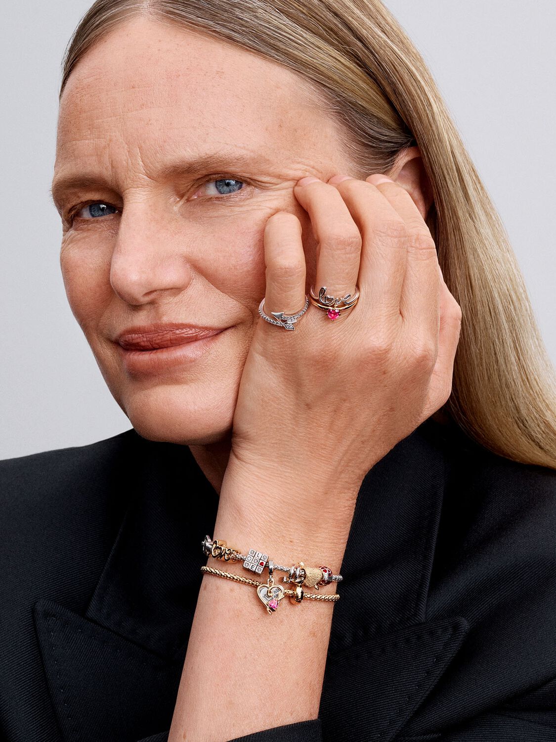 Heart 14k gold-plated ring with cherries jubilee red crystal