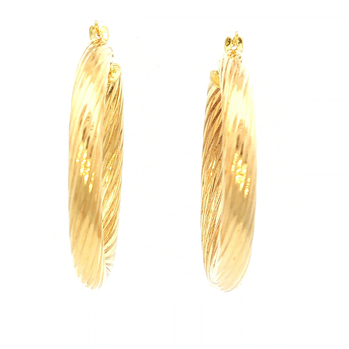 Twist Tube Hoop in Yellow Gold