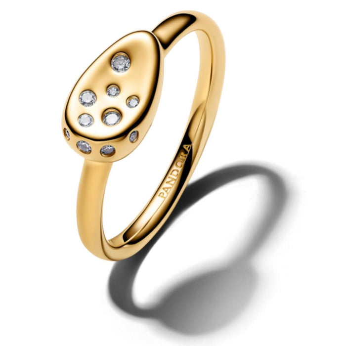 14k gold-plated ring with clear cubic zirconia