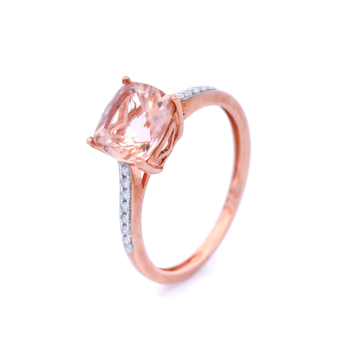 9 Carat Rose Gold Dress Ring Morganite and Diamond Ring