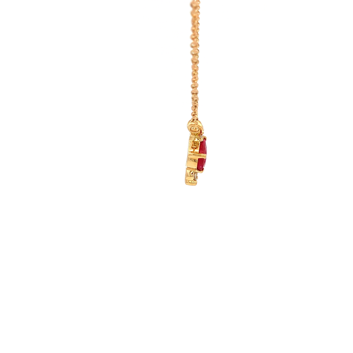 Pear Ruby Necklace in Yellow Gold