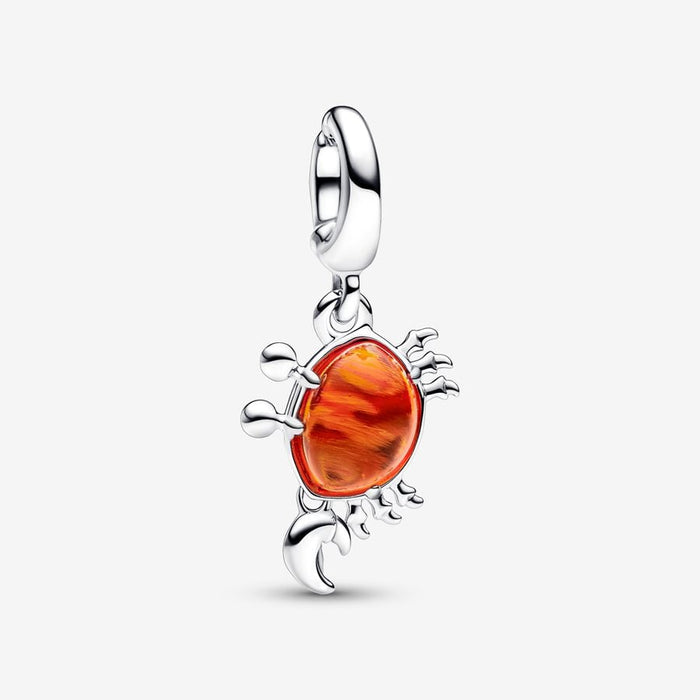 Disney The Little Mermaid crab sterling silver dangle with orange Murano glass