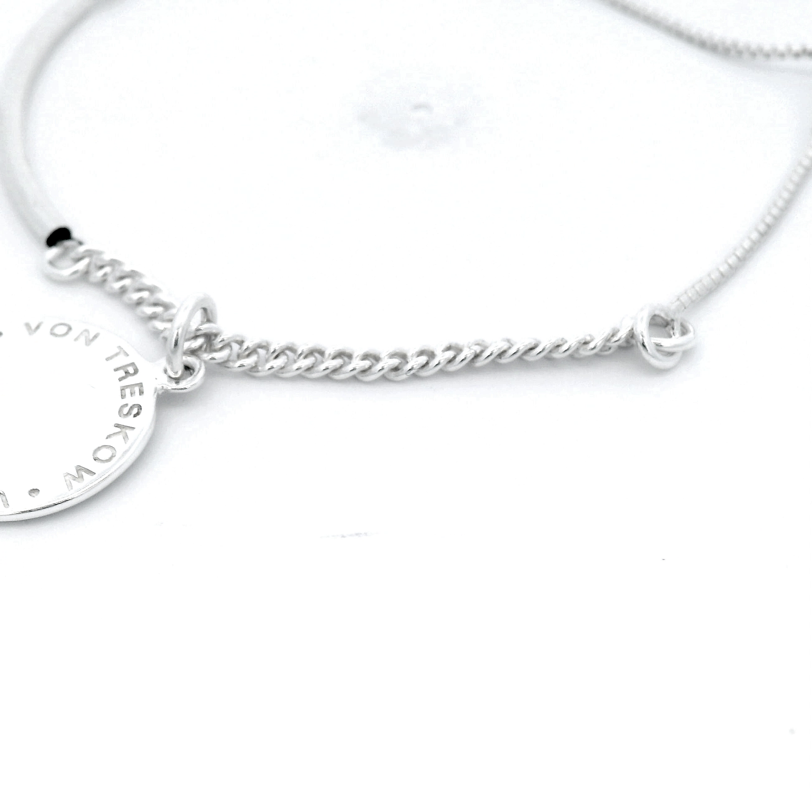 Von Treskow Sterling Silver Adjustable Curb & Bead Bracelet With 'VT' Plate