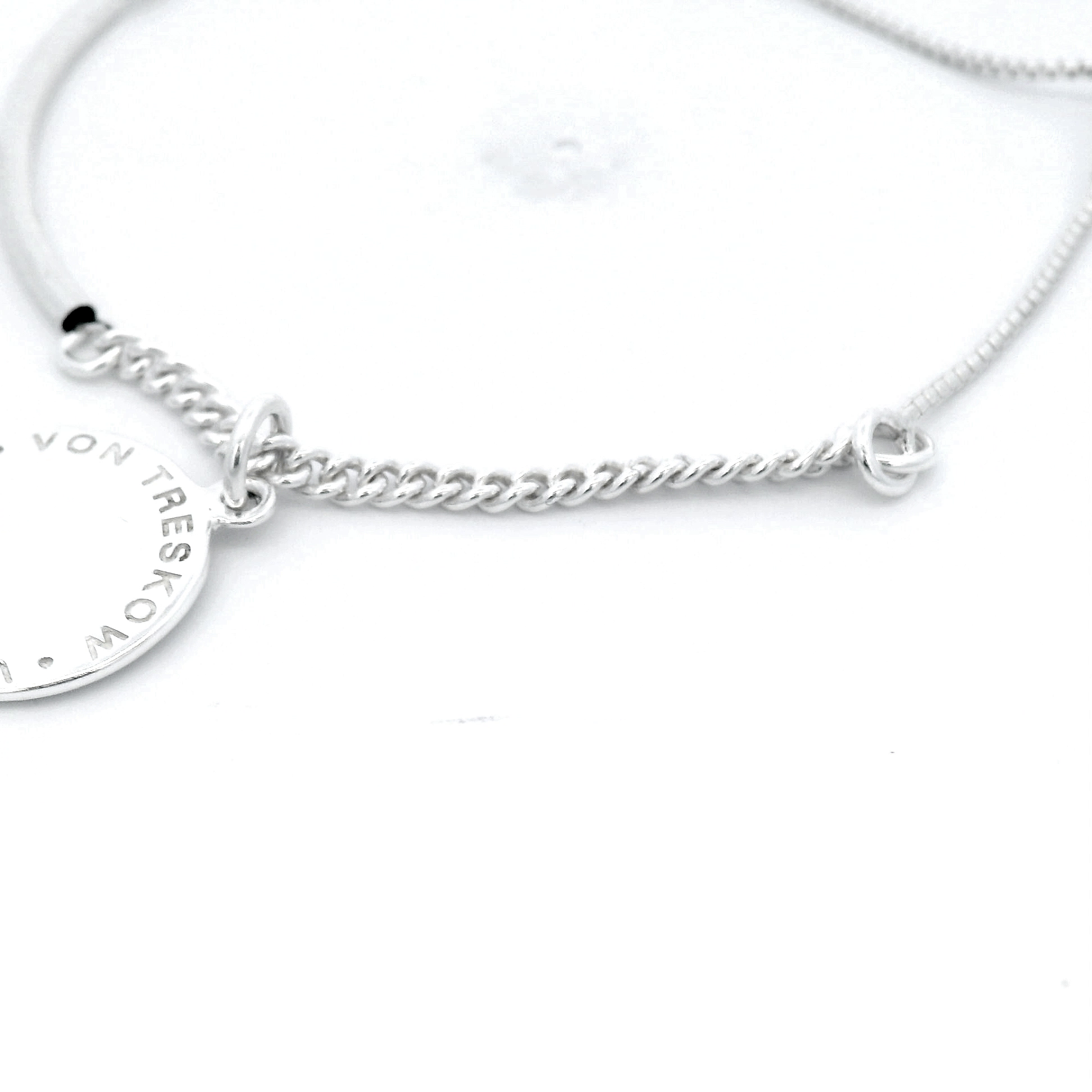 Von Treskow Sterling Silver Adjustable Curb & Bead Bracelet With 'VT' Plate