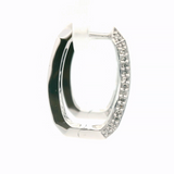 9CT W/G LONG SQUARE STYLE DIA HUGGIES W DIAS ON 3 SIDES OF EARRINGS