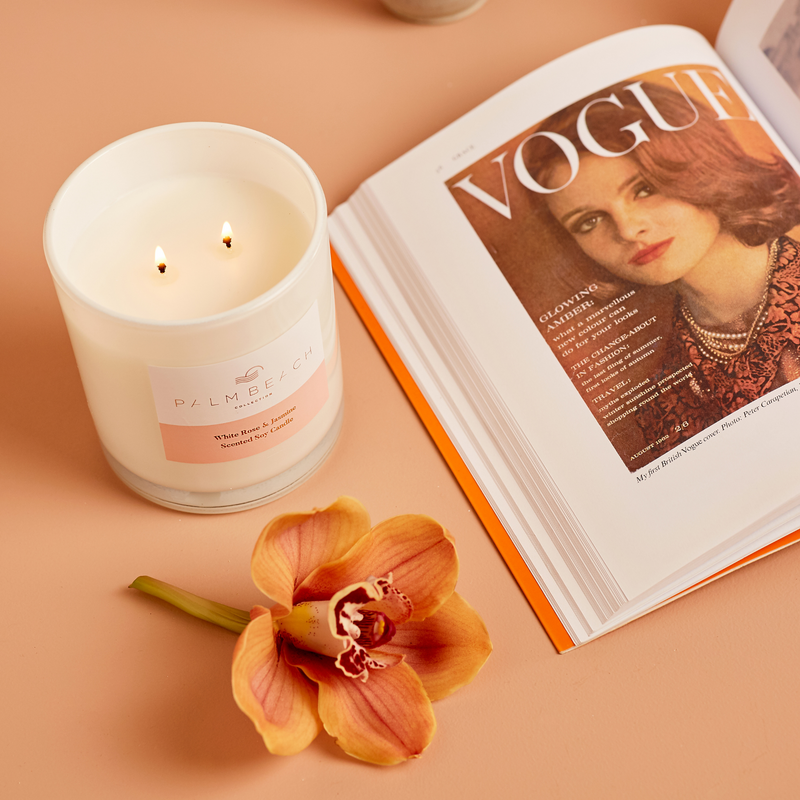 Palm Beach Collection White Rose and Jasmine Standard Candle. 420 grams.
