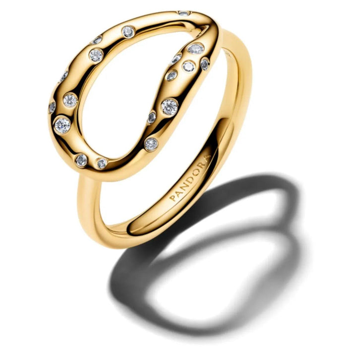 14k gold-plated ring with clear cubic zirconia