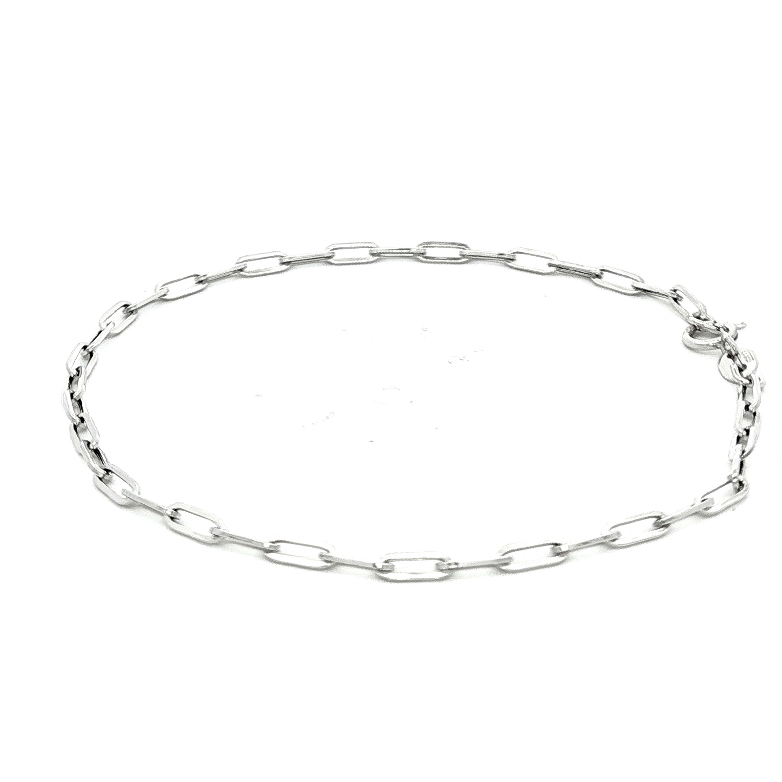 Thin Paper Chain Bracelet in White Gold