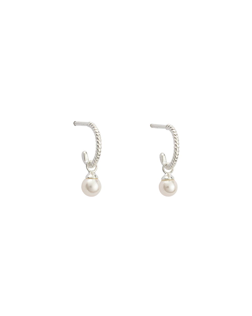 Kirstin Ash Tiny Pearl Hoops in Sterling Silver