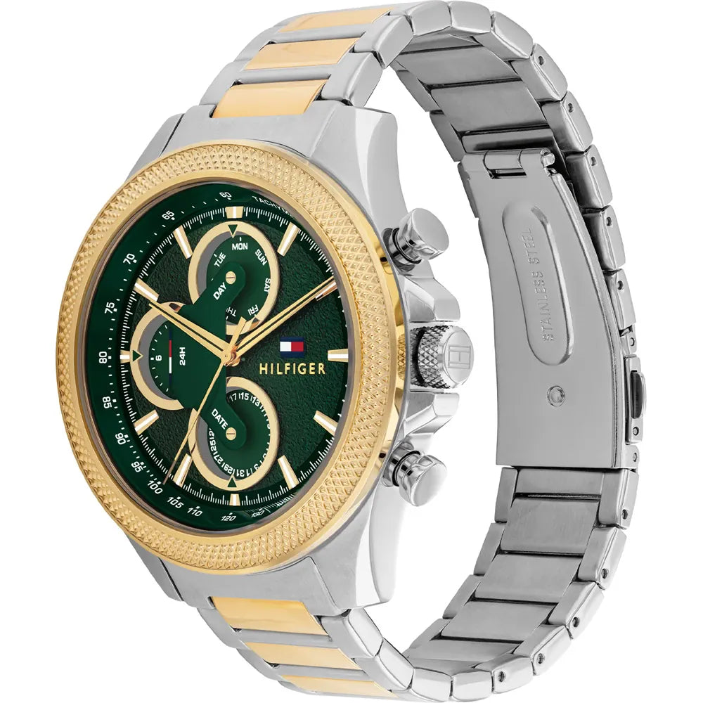 Tommy Hilfiger Two-Tone Steel Green Dial Multi-function Men's Watch