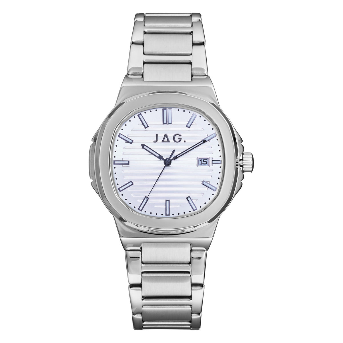 JAG Eaton Silver Stainless Steel Mens Watch with White Dia J2844A