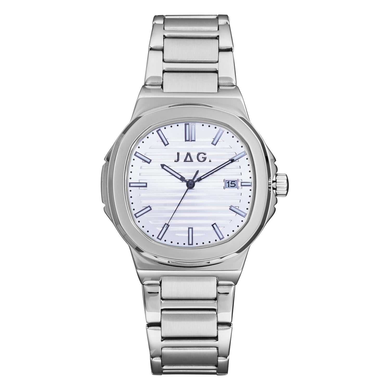 JAG Eaton Silver Stainless Steel Mens Watch with White Dia J2844A